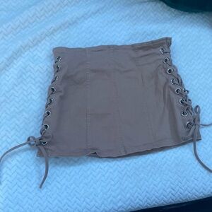 Edge Tan Skirt with Lace-Up Detail